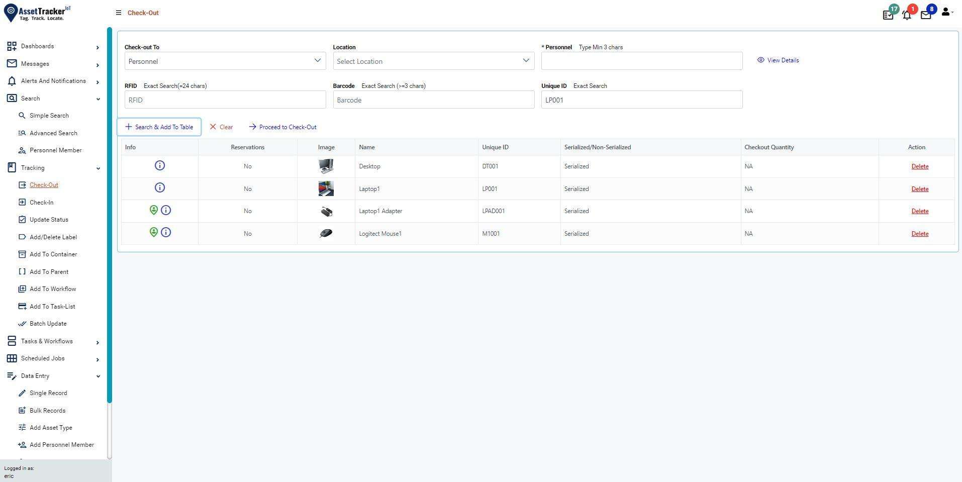 Check in and Check out
